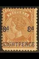 5262 VICTORIA 1876 8d On 9d Lilac-brown On Pink Surcharge, SG 191, Mint With Small Traces Of Gum, Fresh, Scarce. For Mor - Other & Unclassified