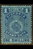 5268 VICTORIA 1884-96 1s Bright Blue On Blue Stamp Duty Series Perf 12½, SG 256c, Fine Mint, Lovely Fresh Colour. For Mo - Autres & Non Classés