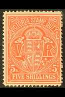 5272 VICTORIA 1884-96 5s Rosine Stamp Duty Series Perf 12½, SG 270, Fine Mint, Lovely Fresh Colour. For More Images, Ple - Other & Unclassified