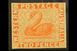 5310 WESTERN AUSTRALIA 1861 2d Orange-vermilion Imperf, SG 25, Superb Unused No Gum, Four Good To Large Margins, Very Fr - Other & Unclassified