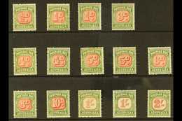 5393 POSTAGE DUE 1958-60 Complete "Basic" Set With Most Additional Die Types, SG 132a/41, Never Hinged Mint (14 Stamps) - Other & Unclassified