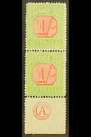 5404 POSTAGE DUES 1913 1s Scarlet And Yellow Green, SG D85, Superb Never Hinged Mint Vertical Pair With Bottom Margin Sh - Other & Unclassified