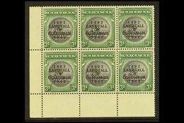 5444 1942 3s Slate Purple & Myrtle Green, SG 173, NHM Lower Left Corner Block Of 6 With Lightly Toned Gum. For More Imag - Other & Unclassified