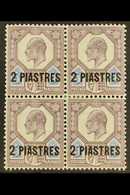 5600 1905-08 2pi On 5d Dull Purple & Ultramarine Surcharge, SG 14, Fine Mint BLOCK Of 4, Fresh. (4 Stamps) For More Imag - British Levant