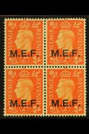 5613 MIDDLE EAST FORCES 1942 2d Orange, SG M2, Very Fine Mint Block Of Four Including Sliced "M" Variety, SG M2a, The Va - Italian Eastern Africa