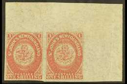 5676 1862 1s Rose Lake, SG 23, Top Right Corner Pair, Very Fine Mint. (2 Stamps) For More Images, Please Visit Http://ww - Other & Unclassified