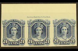 5686 1865 24c Blue Plate Proof On Card, Imprint Strip Of 3, Uni 31Pi, Very Fine And Fresh. For More Images, Please Visit - Other & Unclassified