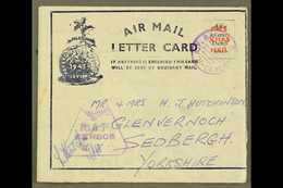 5806 1943 BRITISH MILITARY FORCES CHRISTMAS AEROGRAMME (Kessler 188) "Affix 20 Cents Stamp Here" From An Airman At R.A.F - Ceylon (...-1947)
