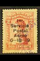 5859 1919 BARRANQUILLA AIR POST STAMP 1919 2c Carmine-rose Narino With "1er Servicio Postal Aereo 6-18-19" Overprint For - Colombia