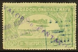 5869 SCADTA 1921 30c On 50c Dull Green Surcharge In Violet, Scott C20 (SG 7, Michel 8 II), Fine Used, Expertized A.Brun, - Colombia