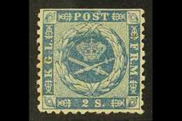 5923 1854-7 2s Light Blue, Dotted Spandrels, Private Perf.13, SG 8b, Facit 3 V4, Mint With Gum, Straight Edge At Top And - Other & Unclassified