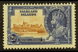 6025 1935 2½d Brown And Deep Blue Silver Jubilee, Variety "Re-entry On Value Tablet", SG 140l, Very Fine Mint. For More - Falkland Islands