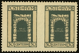 6062 1923 30c Myrtle-green Roman Arch IMPERF BETWEEN PAIR, Sassone 195h, Very Fine Mint. Slightly Short Perf At Right, C - Fiume