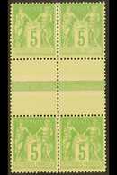 6072 1898-1900 5c Yellow-green Sage Type II, Yvert 106, SG 283, Fine Never Hinged Mint GUTTER BLOCK Of 4, Very Fresh. (4 - Other & Unclassified