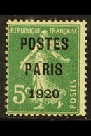 6104 PRECANCELS 1920 5c "Postes Paris" Overprint, Yvert 24, Mint With Gum Disturbances, Fresh, Cat 425 Euro = £320+. For - Other & Unclassified