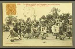 6125 DAHOMEY ET DEPENDENCIES 1909 Ppc To France Showing A "Group Of Dancers", Bearing On The Picture Side 1894 30c Brown - Other & Unclassified