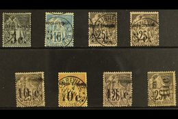 6135 FRENCH CONGO 1891 FINE USED SURCHARGED SELECTION On A Stock Card. Includes 5c On 1c (Yv 1), 5c On 15c (Yv 2) & 5c O - Other & Unclassified