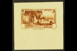 6151 GABON 1932-33 "Gabon Village" With Value Tablet Blank, IMPERF DIE PROOF In Brown On Gummed Paper, Very Fine Never H - Other & Unclassified