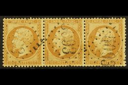 6198 METELIN 1867 10c Bistre Perf Napoleon, Yvert 21, Fine Used Horizontal Strip Of Three With "5093" Large Numeral In D - Other & Unclassified