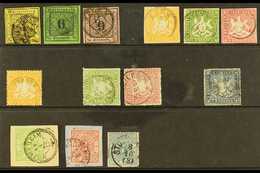 6293 WURTTEMBERG 1851-1869 FINE MINT SELECTION On A Stock Card, All Different, Inc 1851-52 3k, 6k & 9k (all With 4 Margi - Other & Unclassified