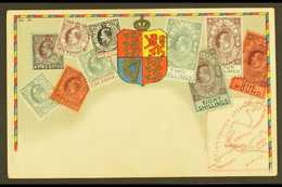 6394 1903 STAMP POSTCARD. A Colourful Unused Picture Post Card Showing Various KEVII Stamps Of Gibraltar With Values To - Gibraltar