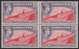 6401 1938 KGVI Definitive 6d Carmine And Grey-violet Perf 13½ (SG 126) - A BLOCK OF FOUR Fine Never Hinged Mint. For Mor - Gibraltar