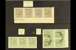 6435 POSTAGE DUE VARIETIES 1913-26 Zig-zag Roulette 50L Brown NHM Lower Corner Strip Of Four One Showing "o For P" Varie - Other & Unclassified