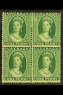6439 1875 1d Green, Wmk Large Star, SG 14, Superb Mint Og Block Of 4. Ex "Mayfair" Find. For More Images, Please Visit H - Grenada (...-1974)
