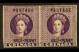 6440 1881 ½d Deep Mauve, Wmk Large Star, Variety "Imperf Pair", SG 21a, Very Fine And Fresh Mint No Gum. For More Images - Grenada (...-1974)