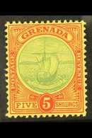 6455 1908-11 5s Green And Red On Yellow Badge SG 88, Fine Mint.  For More Images, Please Visit Http://www.sandafayre.com - Grenada (...-1974)