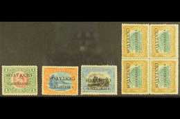 6462 1916 OVERPRINT ESSAYS. 25c On 1c, 25c On 5c & 25c On 10c, Plus 25c On 6c Block Of 4, All With INVERTED SURCHARGES V - Guatemala