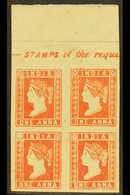 6522 1854-55 1a Dull Red, Die II, SG 14, Upper Marginal BLOCK OF FOUR, Fine Unused, Minor Tone Specks.  For More Images, - Other & Unclassified