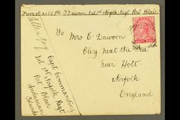 6527 1893 ANDAMAN ISLANDS MILITARY MAIL. 1893 (Aug) Envelope (flap Partially Missing) To Norfolk, England, Bearing India - Other & Unclassified