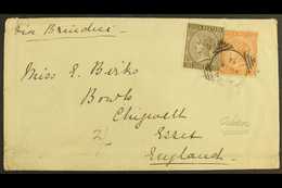 6585 USED IN ADEN 1885 (18th Aug) Envelope To Chigwell Essex Bearing India QV 1a & 3a Stamps Tied By A Pretty Little Ade - Other & Unclassified