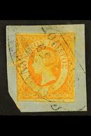 6605 1859 (½d) Orange, SG 1, Fine Used On A Neat Piece Tied By Oval Cancel, Three Margins With Good Colour, And With Kno - Ionian Islands