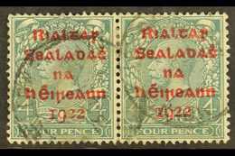 6621 1922 DOLLARD 4d Grey Green With Carmine Overprint, SG 6c, Horizontal Pair, Fine Cds Used.  For More Images, Please - Other & Unclassified