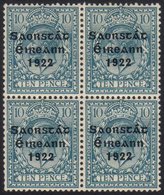 6634 1922-23 BROKEN FRAME LINE 10d Turquoise Blue SG 62, Fine Mint Block Of Four With Lower Left Stamp Showing Broken Fr - Other & Unclassified