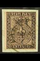 6683 PARMA 1852 15c Black On Rose, Sass 3, Very Fine Used On Piece. Cat €190 (£160) For More Images, Please Visit H - Unclassified