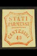 6698 PARMA 40c Vermilion , Sass 17, Superb Mint Og With Good Colour And Large Margins, Diena Certificate. Cat €1100 - Unclassified