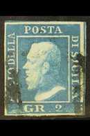 6708 SICILY 1859 2gr Greenish Blue, Plate III, Variety "printed On The Reverse Side", Sass N. 8e, Fine Used With Clear I - Unclassified