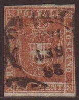 6719 TUSCANY 1860 80c Pink, Sass 22, Very Fine Used With Just Clear To Large Margins And Neat Cancel. Signed Raybaudi. F - Unclassified