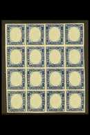 6727 1863 15c Blue Imperf, Sass 11, Superb NEVER HINGED MINT Block Of 16. Rare And Magnificent Show Piece. Raybaudi Phot - Unclassified