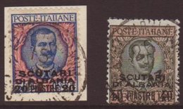 6793 SCUTARI 1909-11 20pi On 5 L. And 40pi On 10 L. Sass 7/8, Fine Cds Used, The 20pi On Original Piece. (2) For More Im - Other & Unclassified