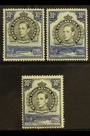 6859 1938-54 30c Black And Blue, The Three Listed Perfs, SG 141/141b, Fine Mint. (3) For More Images, Please Visit Http: - Vide