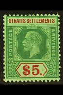 6977 1921-33 (wmk Mult Script CA) $5 Green And Red/green, SG 240a, Very Fine Mint. For More Images, Please Visit Http:// - Straits Settlements