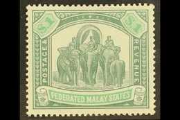 6981 FEDERATED STATES 1904 $1grey Green And Green "Elephants", SG 48, Very Fine Mint. For More Images, Please Visit Http - Straits Settlements