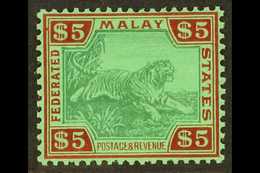 6988 FEDERATED STATES $5 Green And Red On Green "Tiger", SG 81, Superb Mint. For More Images, Please Visit Http://www.sa - Other & Unclassified