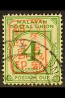 7033 POSTAGE DUES 1942 4c Green With RED Single Frame Chop Overprint, SG JD23a, Very Fine Used.  For More Images, Please - Other & Unclassified