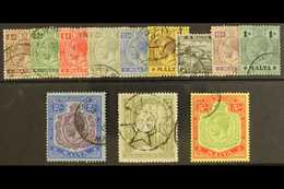 7050 1914 - 21 Geo V Set To 5s Complete, Wmk MCA, SG 68/88, Very Fine Used. (12 Stamps) For More Images, Please Visit Ht - Malta (...-1964)