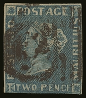 7066 1848-59 2d Blue Early Impression (from Position 2), SG 8, Used With 3 Small Neat Margins, Good Colour & Impression. - Mauritius (...-1967)